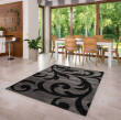ciemnoszary-czarny dywan we wzory do salonu i jadalni